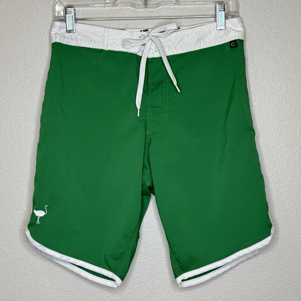 THE CHIVE Men's Swim Short‎ Trunks Size 28 Kelly Green & White 2-Way Stretch